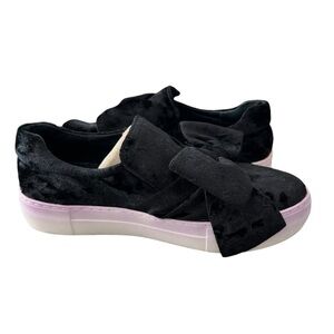 J/Slides Annabelle Platform Sneakers Women's 7.5 Velvet Bow Round Toe‎ Black